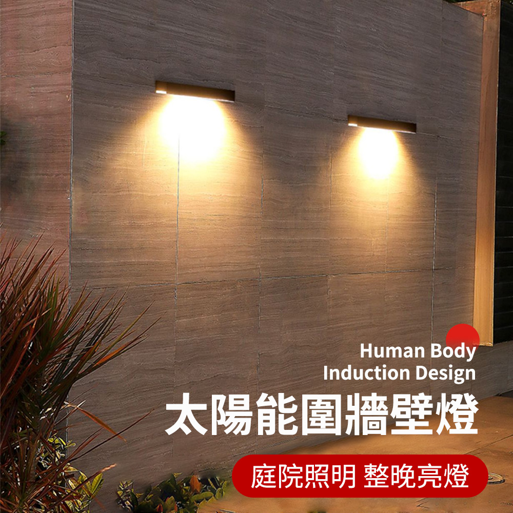 太陽能LED壁掛式照明燈/防水太陽能燈/庭園燈/戶外燈 防水LED牆壁燈 (雙色) 感應燈