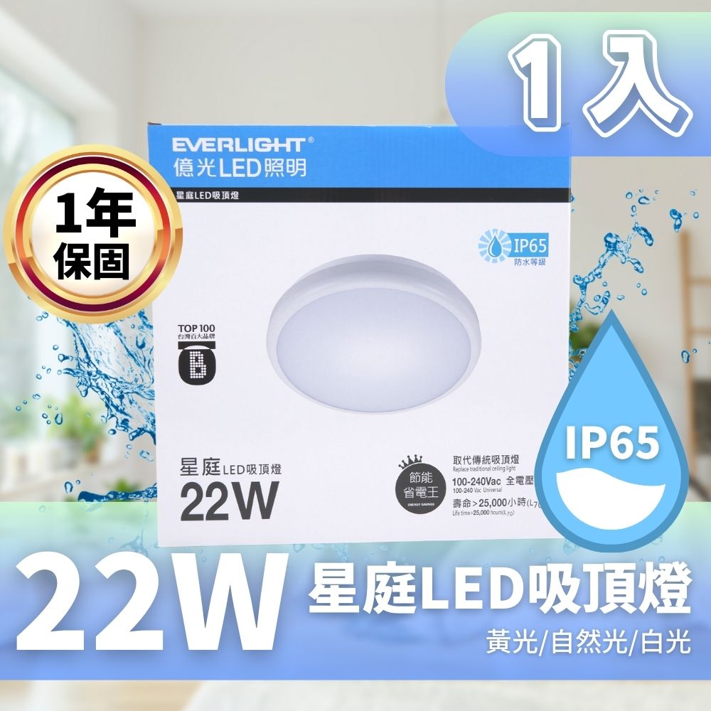 EVERLIGHT 億光 星庭 22W LED吸頂燈 適用陽臺 浴室 1入
