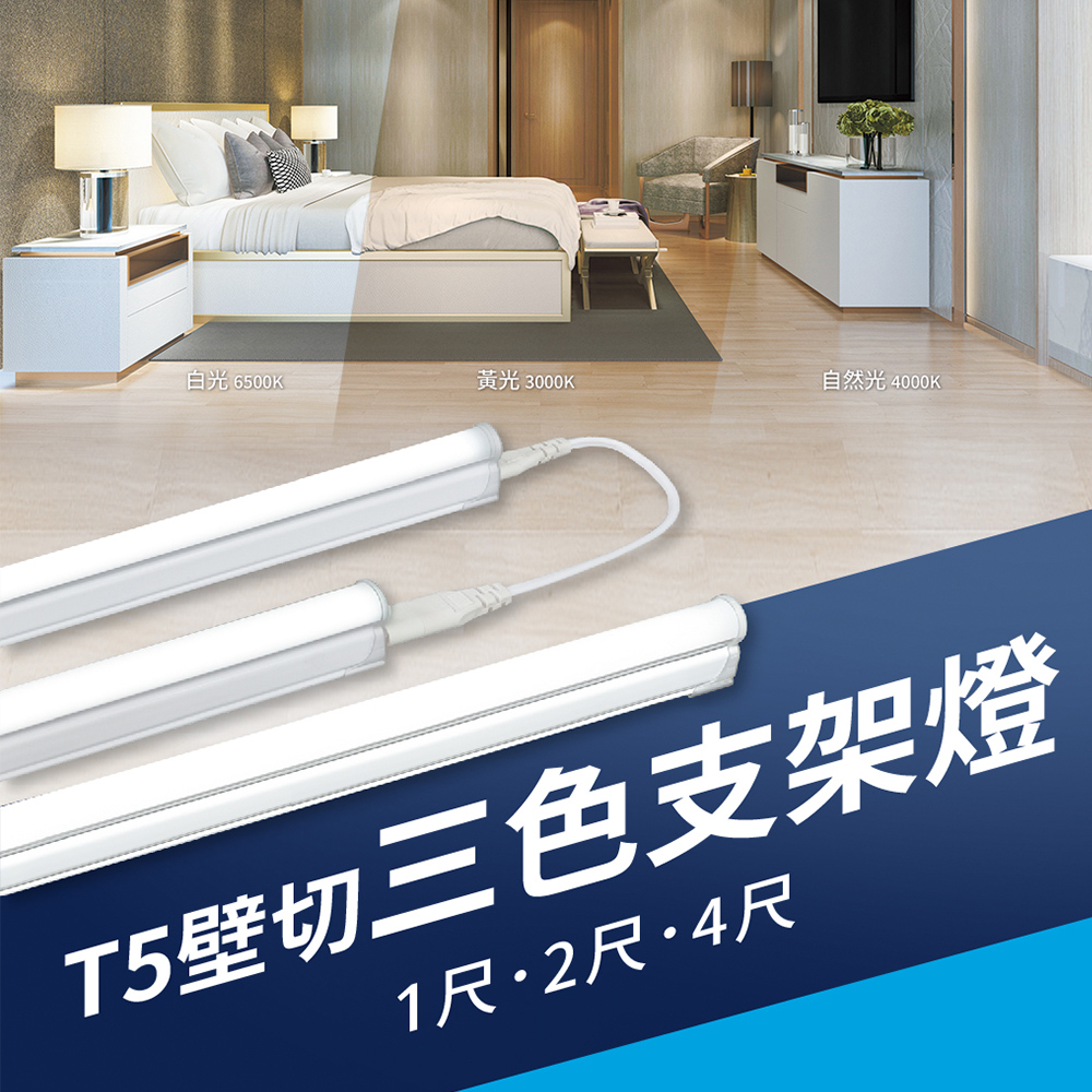 【彩渝-臺灣現貨-保固】舞光原廠授權 支架燈 串接燈 層板燈 LED 三色壁切 T5 4尺 含線
