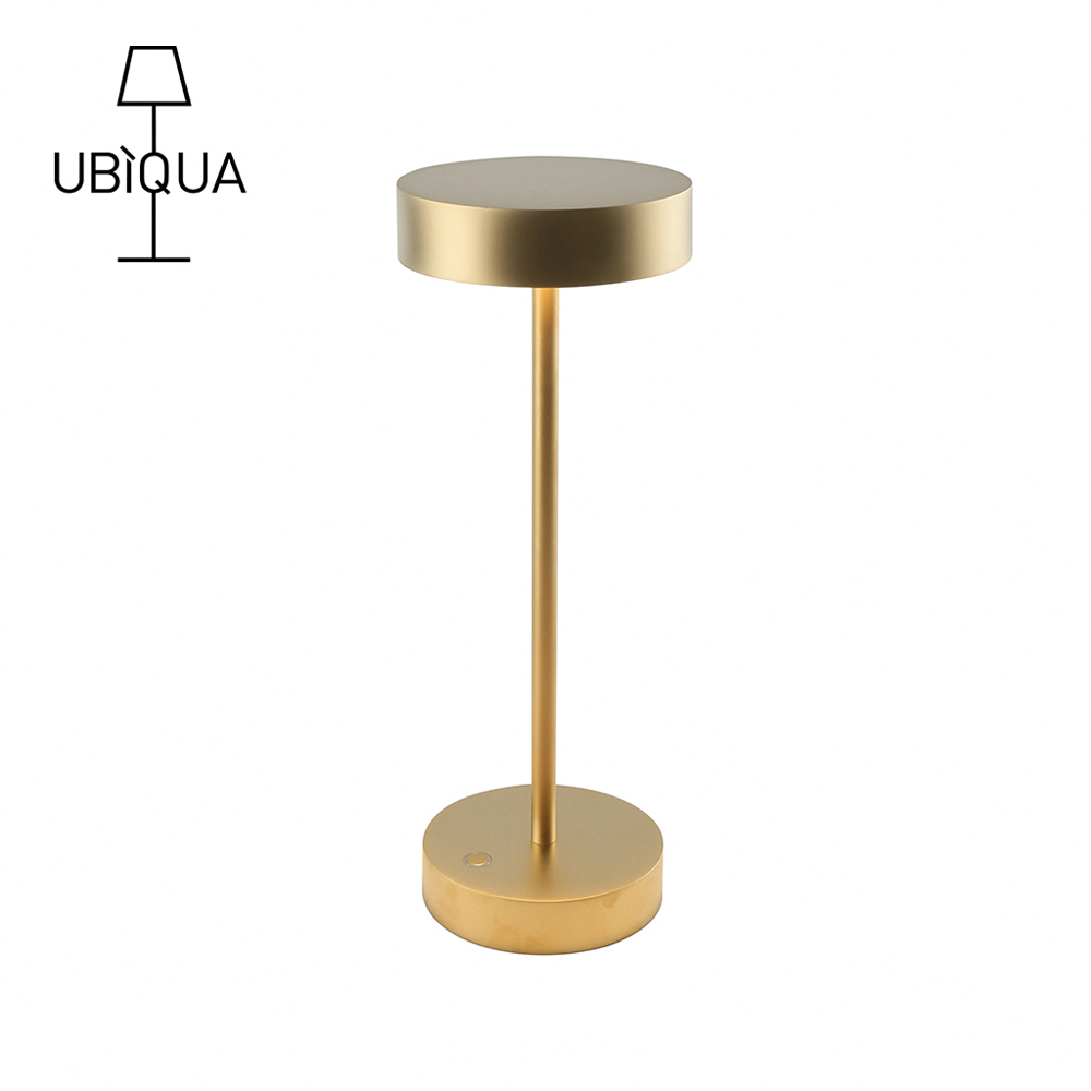 【義大利UBIQUA】Standy 輕奢工業風USB充電式檯燈(大款)-香檳金