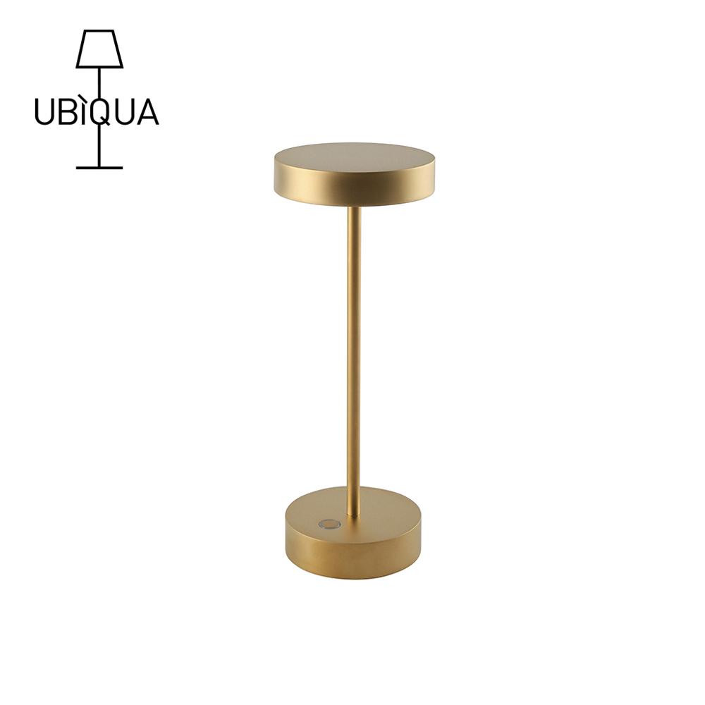 【義大利UBIQUA】Standy 輕奢工業風USB充電式檯燈(小款)-香檳金