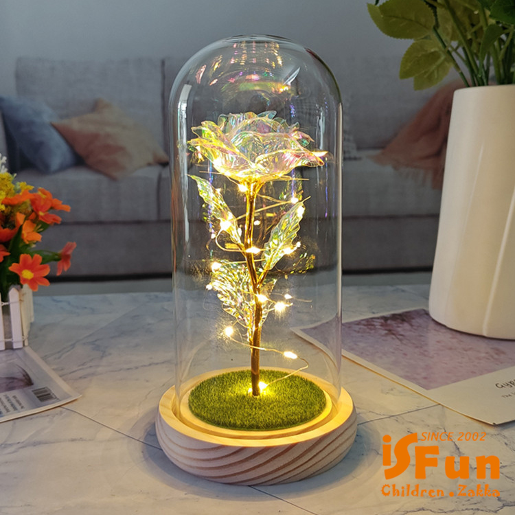 【iSFun】永生玫瑰＊玻璃罩桌上擺飾小夜燈/款式可選