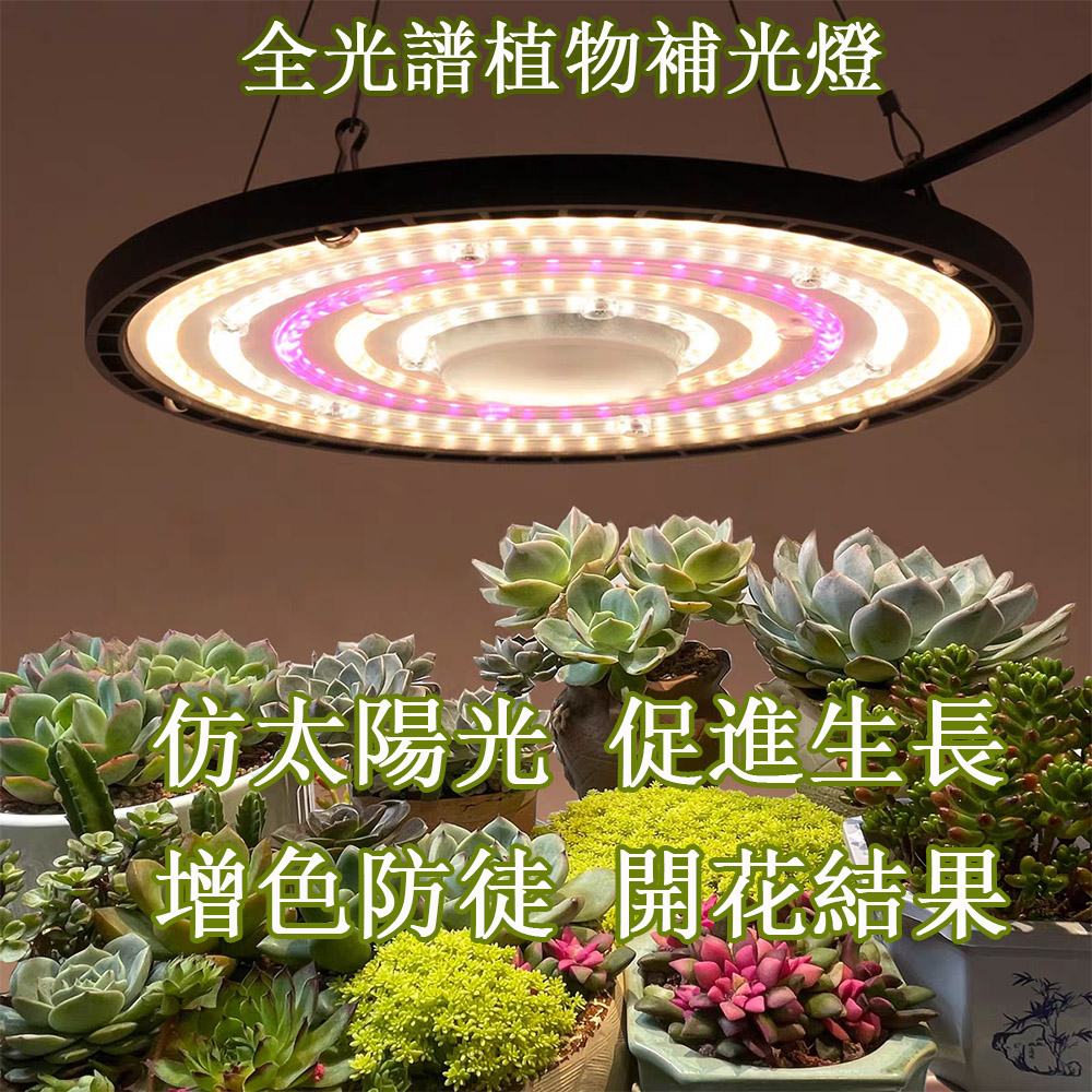 【200W】全光譜大棚植物補光燈 LED植物生長燈 UFO防水溫室補光上色燈 仿太陽植物燈