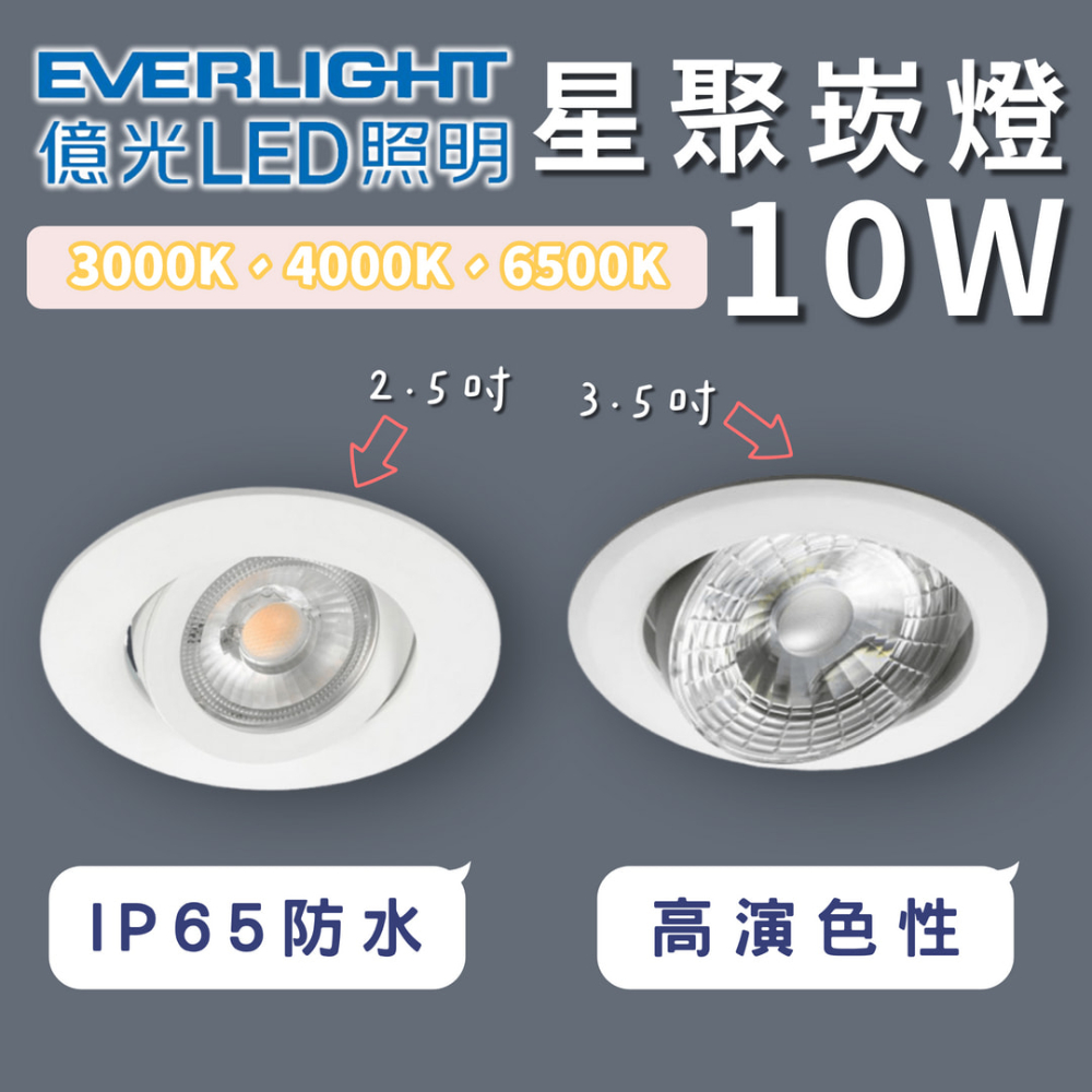 彩渝 億光 LED 星聚崁燈 9公分 10W 可調角度投射燈 聚光崁燈