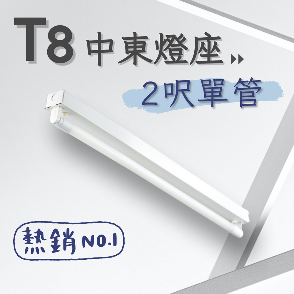 彩渝 台灣CNS認證 LED T8 2呎 10W 單管 單管中東燈具 日光燈管 燈座 整組