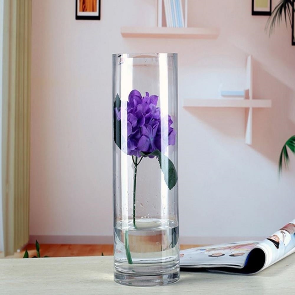 圓柱透明玻璃花瓶花器口徑10cm高30cm(1030)