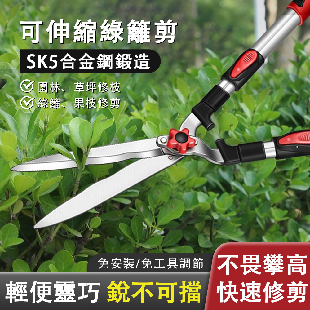 SK5可伸縮款波浪紋刃綠籬剪 籬笆剪 伸縮波浪刃籬笆剪 草坪剪 果樹花園修枝剪刀 園藝剪刀 修枝剪