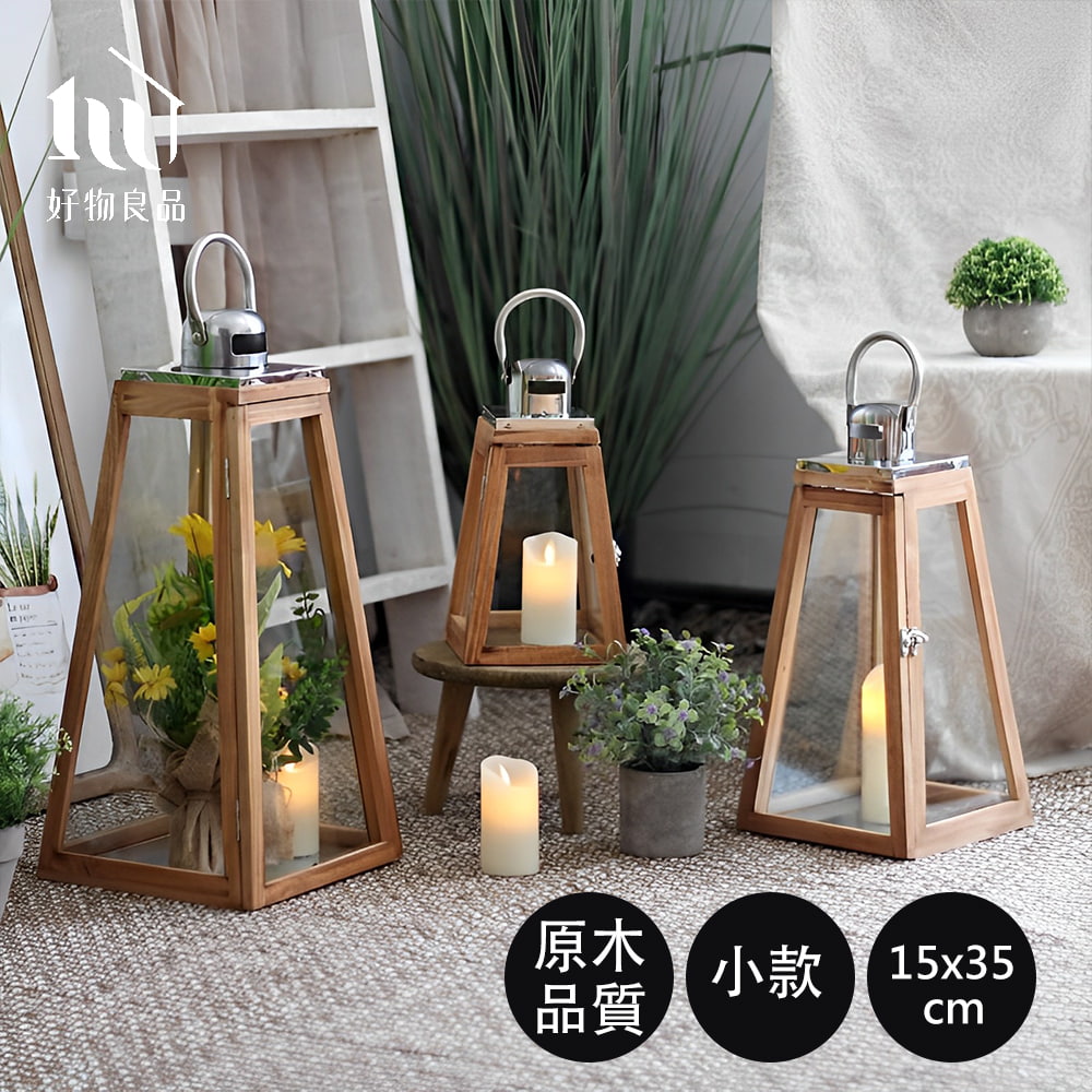 【好物良品】小款 燭臺花藝原木玻璃裝飾造景(附LED蠟燭)