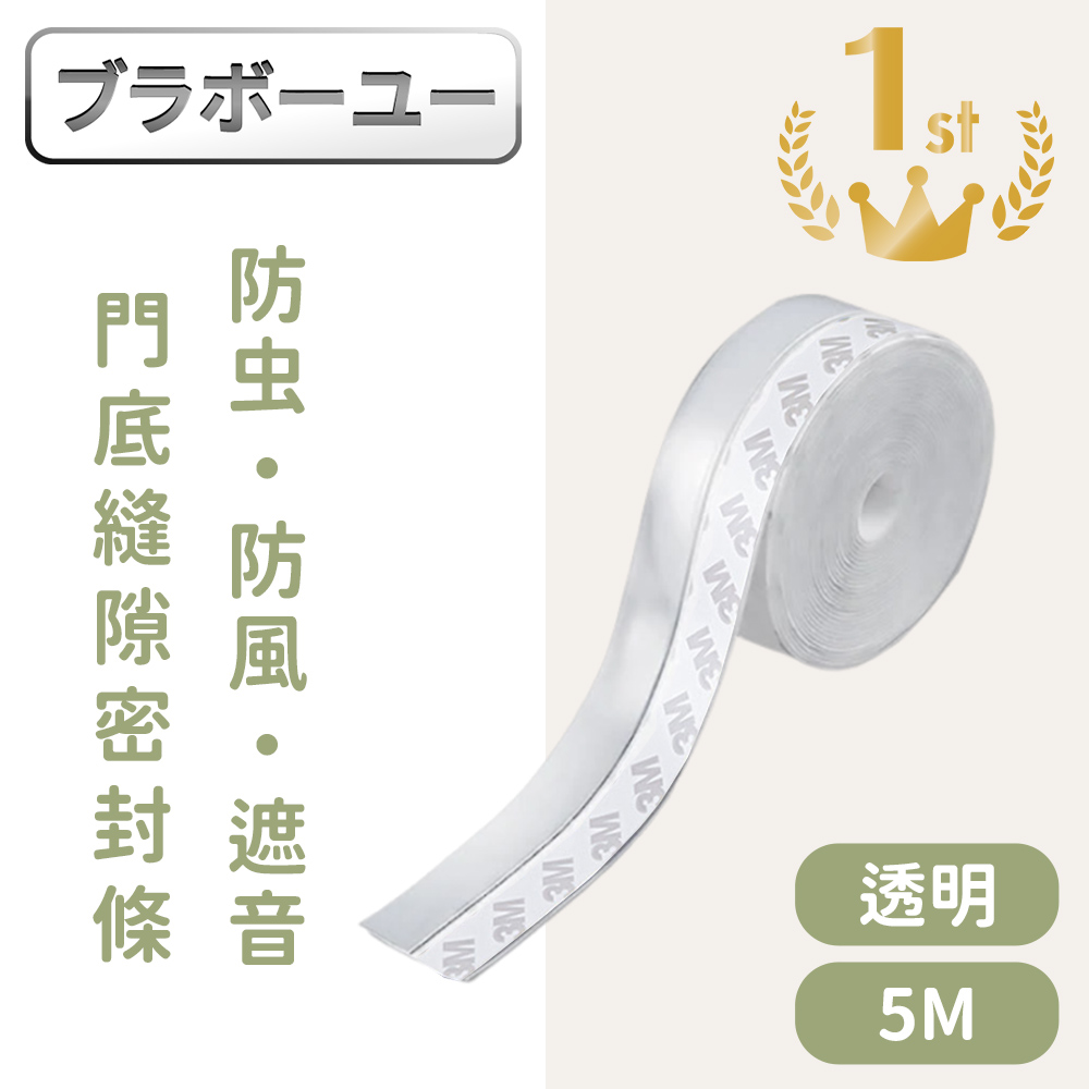 多功能防蟲防風隔音門底縫隙矽膠密封條 透明5M