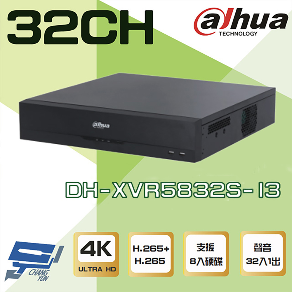 大華 DH-XVR5832S-I3 32路 5M-N/1080P 人臉辨識 XVR 8硬碟 錄影主機