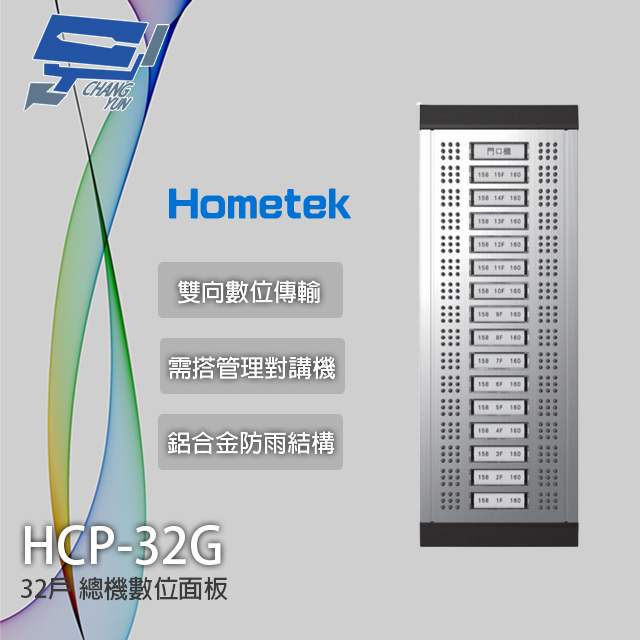 Hometek HCP-32G 32戶總機數位面板 鋁合金防雨 需搭配管理對講機