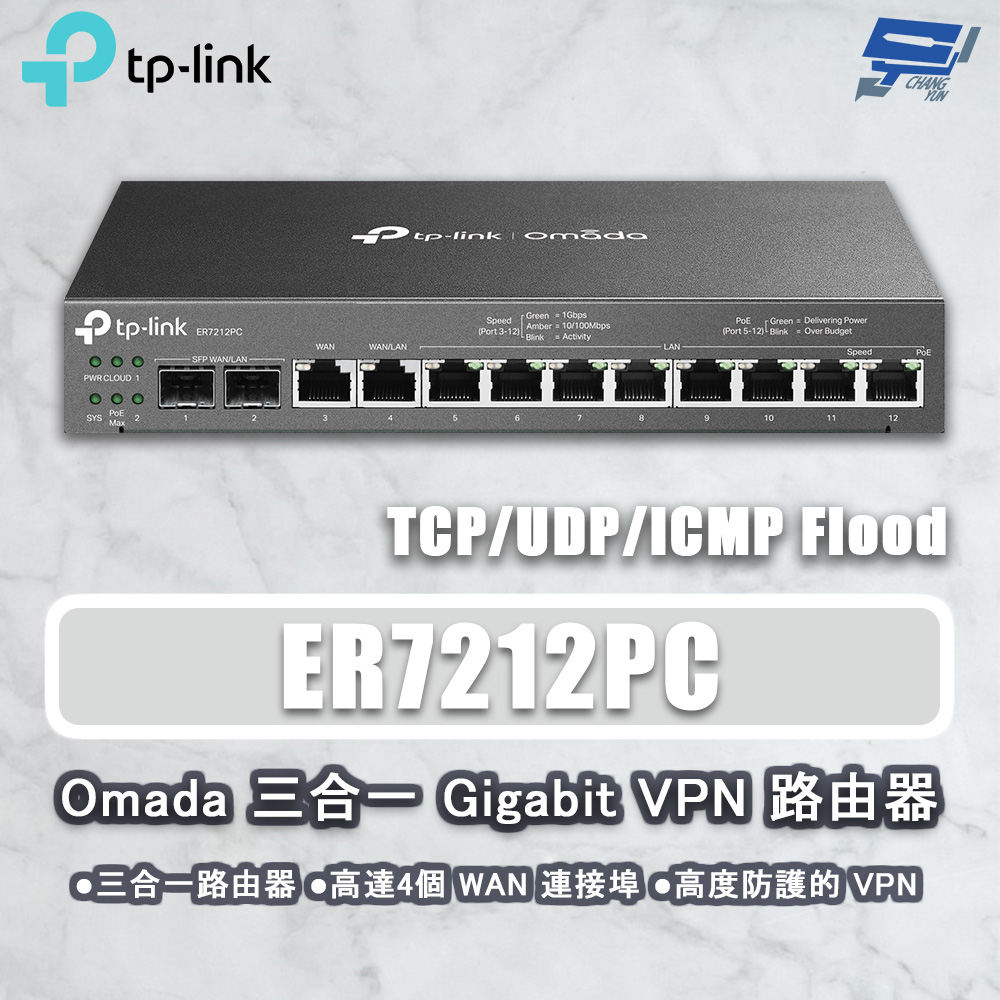 TP-LINK ER7212PC Omada POE110W三合一 Gigabit VPN 路由器 交換器