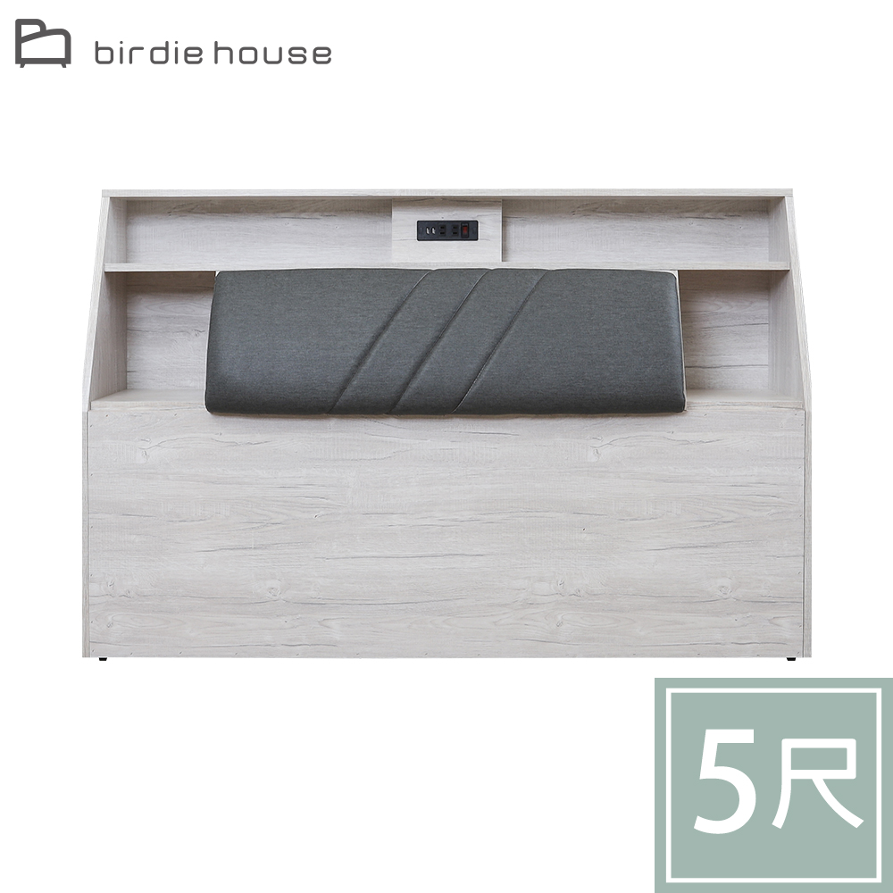 Birdie-佐格5尺雙人附USB插座收納型床頭箱