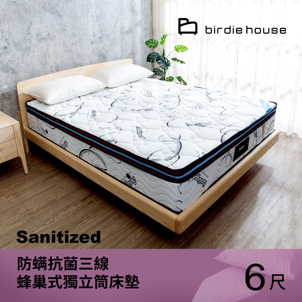Birdie-羅伯託 瑞士Sanitized抗菌三線蜂巢式獨立筒床墊-6尺加大雙人