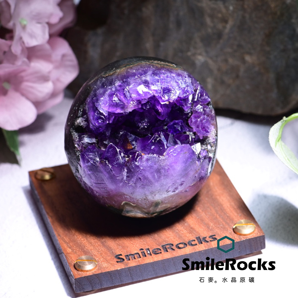 石麥水晶原礦 烏拉圭紫晶洞球 直徑7.4cm No.051610518