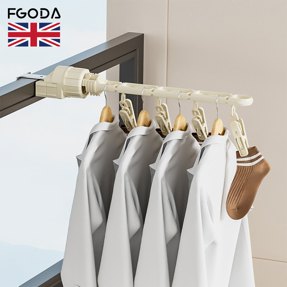 【英國FGODA】多功能旅行室內兩用晾衣架(8孔4夾)-3入