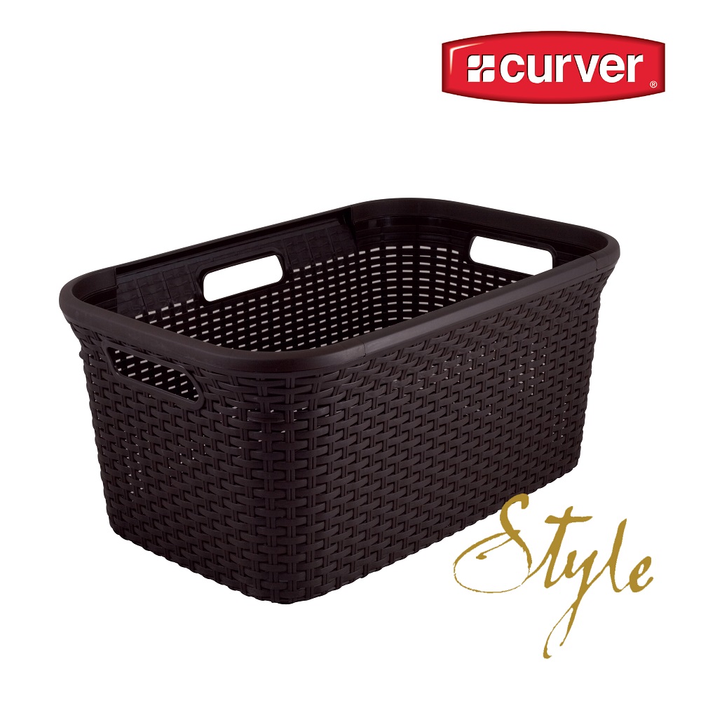 歐洲CURVER 造型洗衣籃(咖啡色 45L)