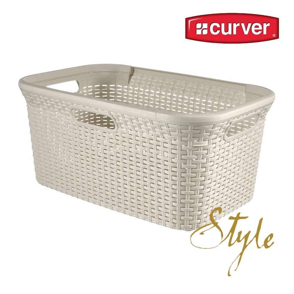歐洲CURVER 造型洗衣籃(米白色 45L)