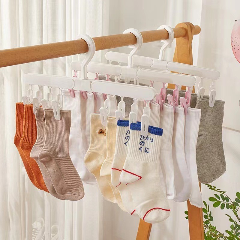 8夾折疊曬襪架 嬰兒晾衣架 防風帽子晾曬架 衣櫃夾 多功能收納架
