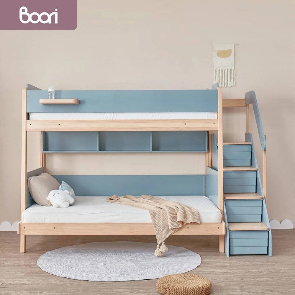成長天地 澳洲Boori兒童雙層床高低床子母床附樓梯收納櫃BR015不含書架(澳洲30年嬰童知名品牌)