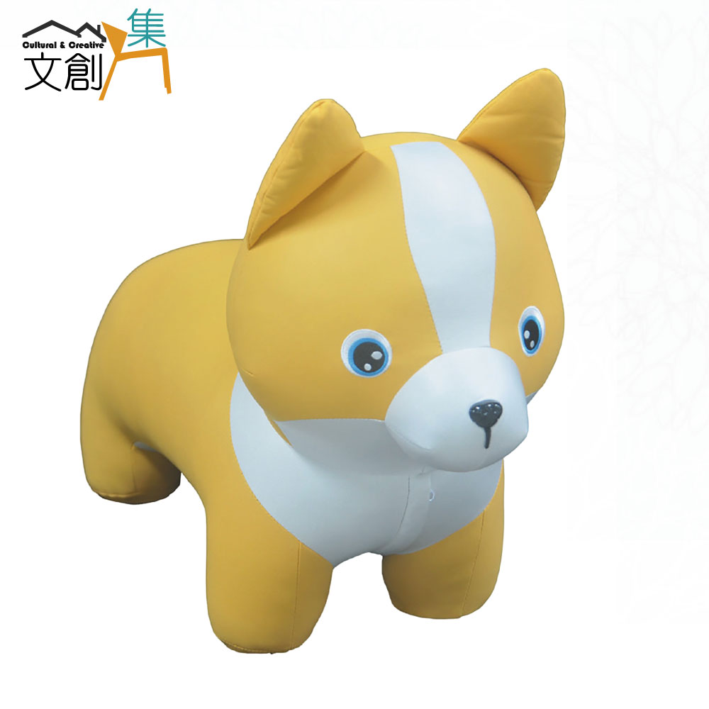 【文創集】可愛小柯基犬造型皮革椅凳(二色可選)