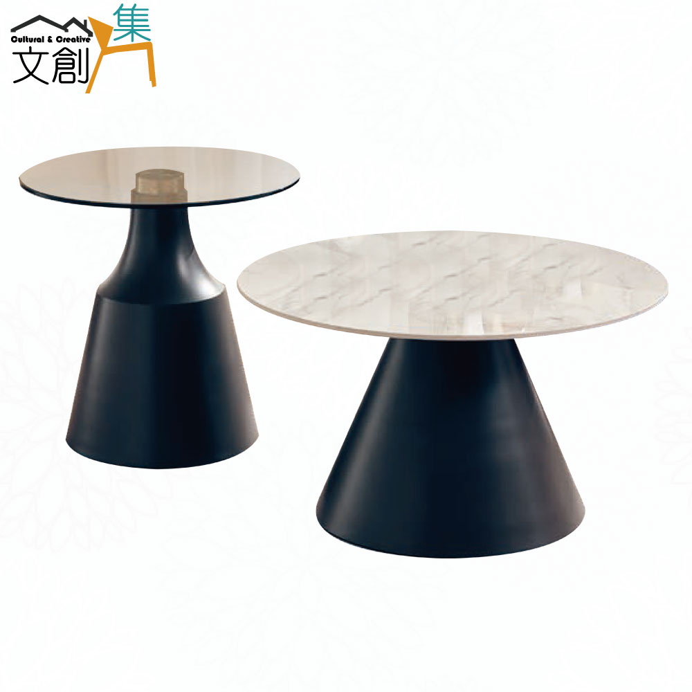 【文創集】蓓姬4尺巖板＆玻璃大小茶几組合