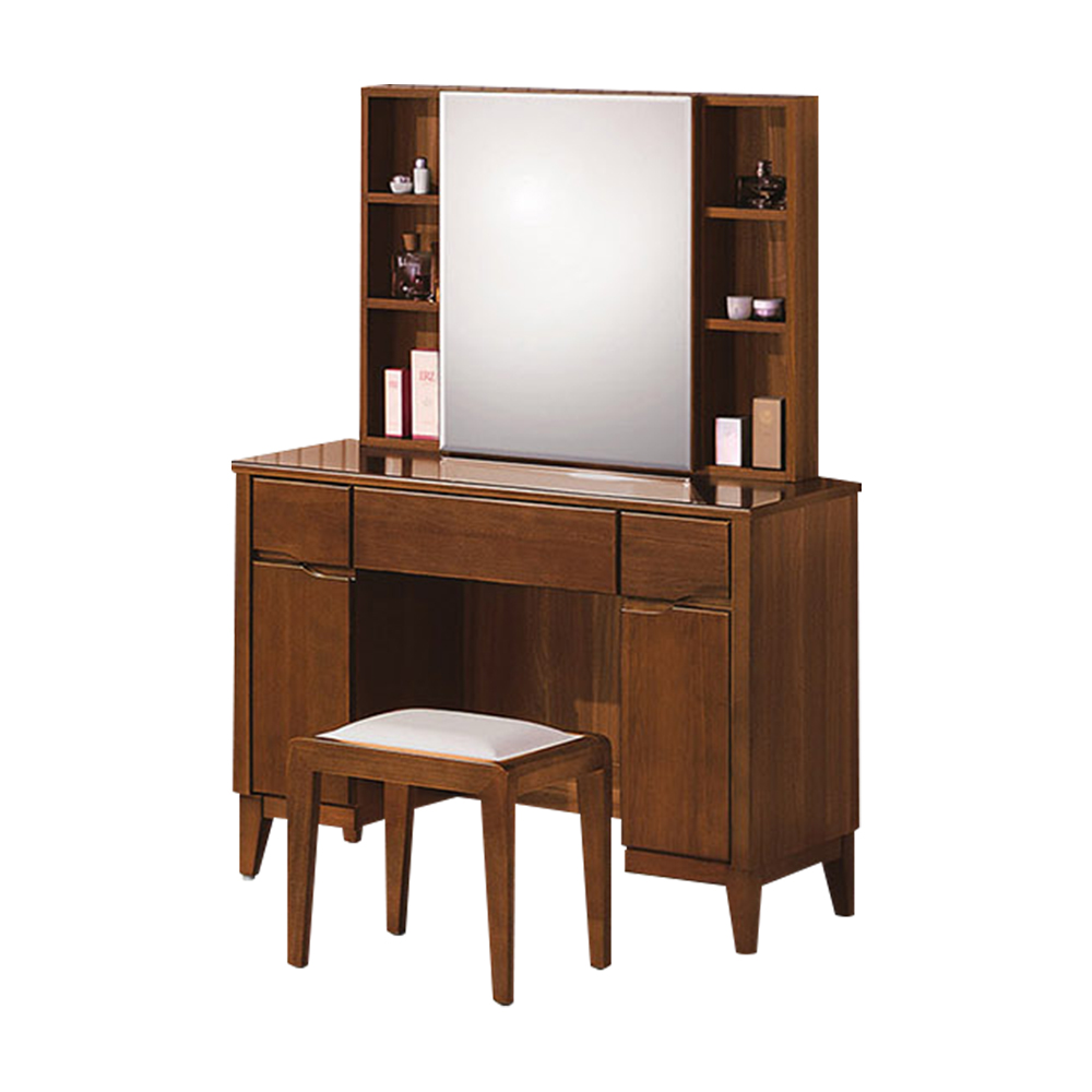 Bernice-加勒3.3尺復古化妝桌/梳妝台/鏡台(附化妝椅)