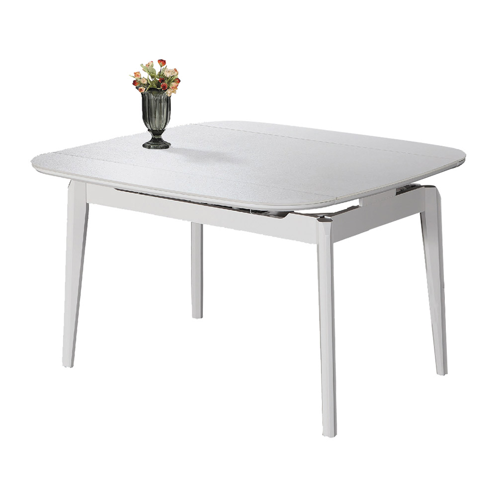 Bernice-拉米爾2.5尺時尚白色拉合伸縮玻璃餐桌/休閒洽談桌(寬75~120cm)