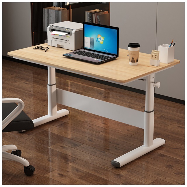 【MGSHOP】手動升降桌電腦桌書桌 120CM(無抽屜優質板材款)