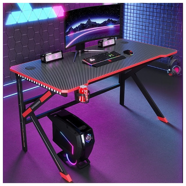 MGSHOP RGB碳纖維黑電競桌 電腦桌 工作桌(100CM)