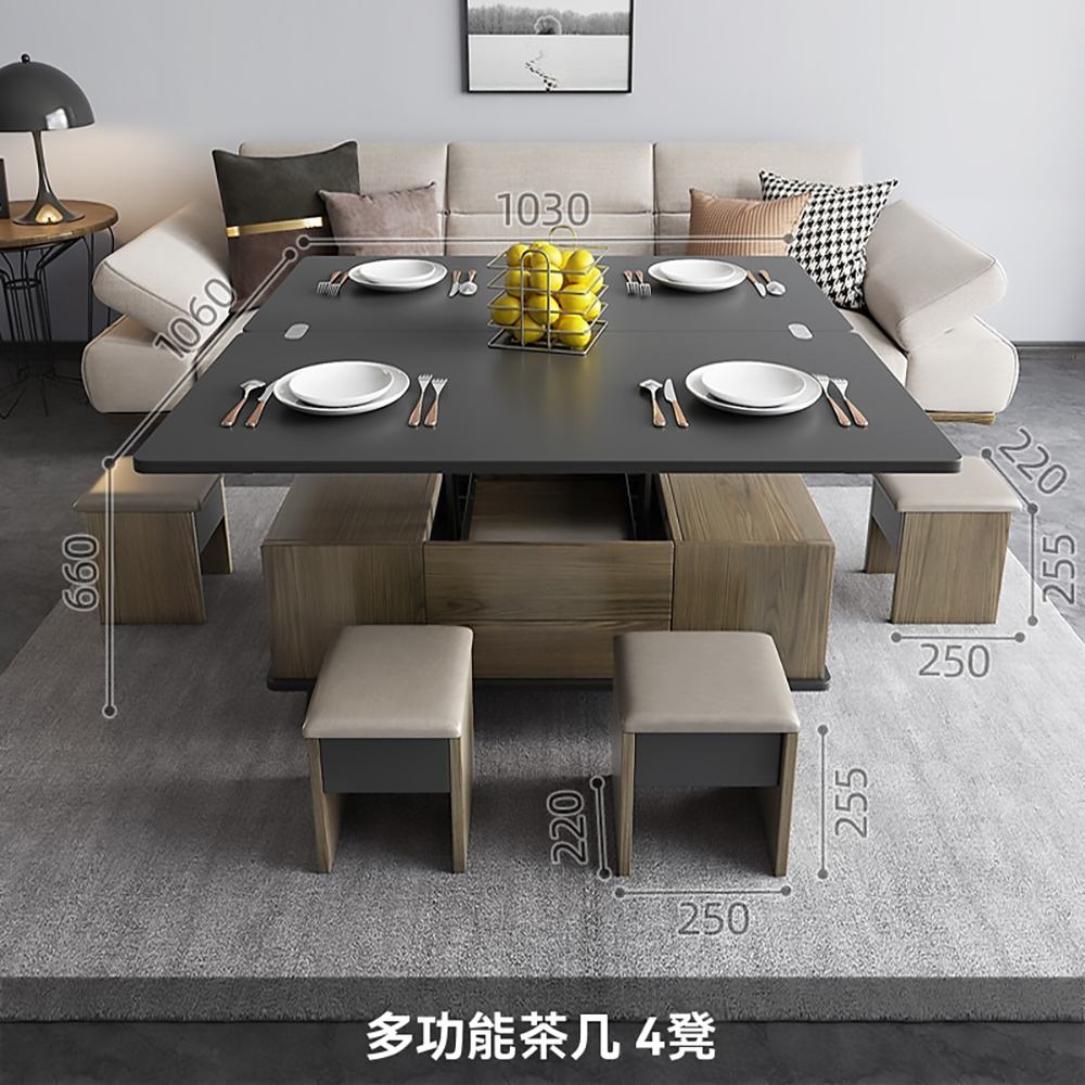 升降茶幾餐桌兩用北歐風格小戶型客廳家用簡約現代多功能折疊傢俱
