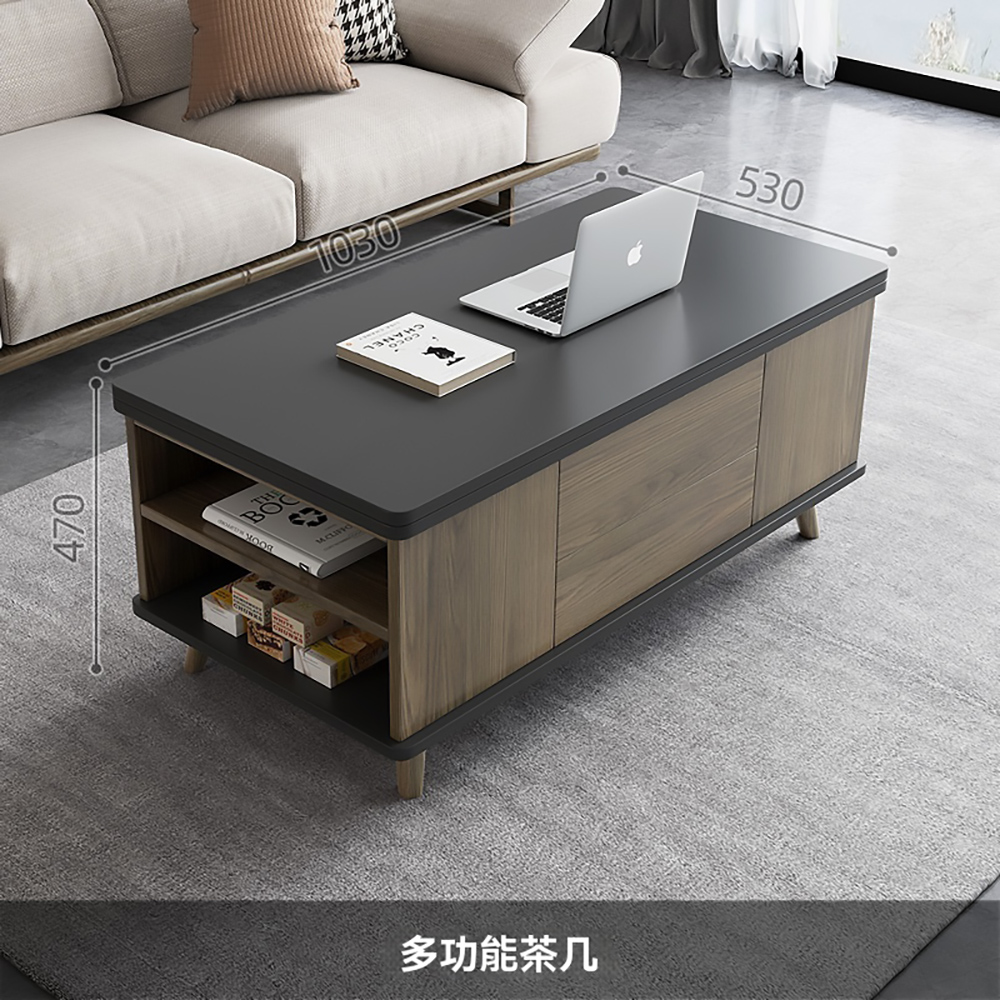 升降茶幾餐桌兩用北歐風格小戶型客廳家用簡約現代多功能折疊傢俱