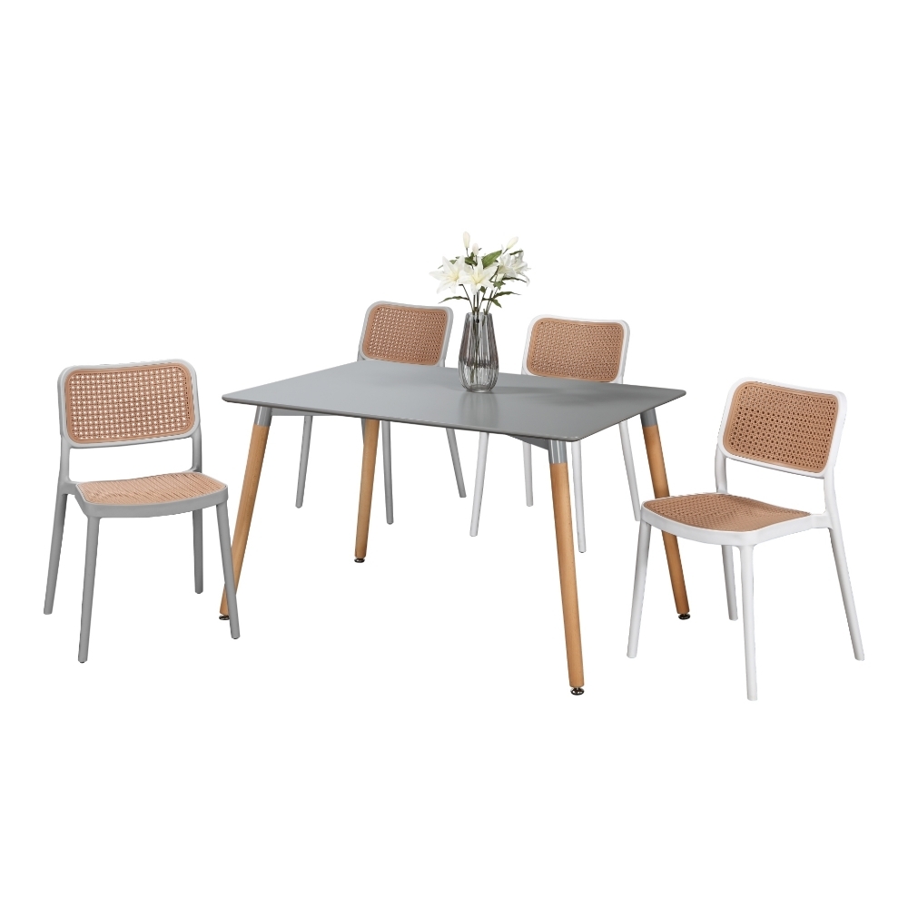 【MUNA】Z207型富田灰色4尺餐桌/1桌4椅/餐椅共兩色