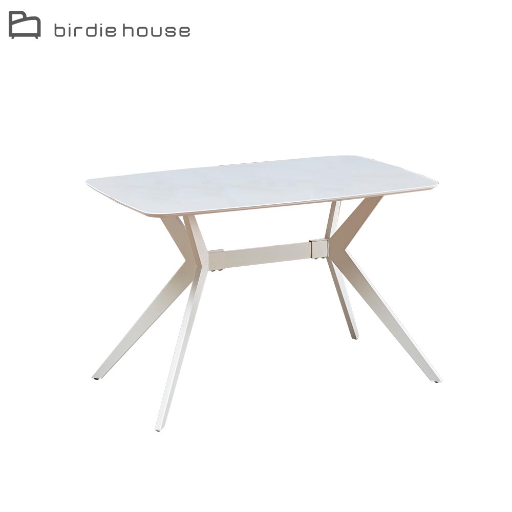 Birdie-康特4.3尺白色玻璃餐桌(白色腳)
