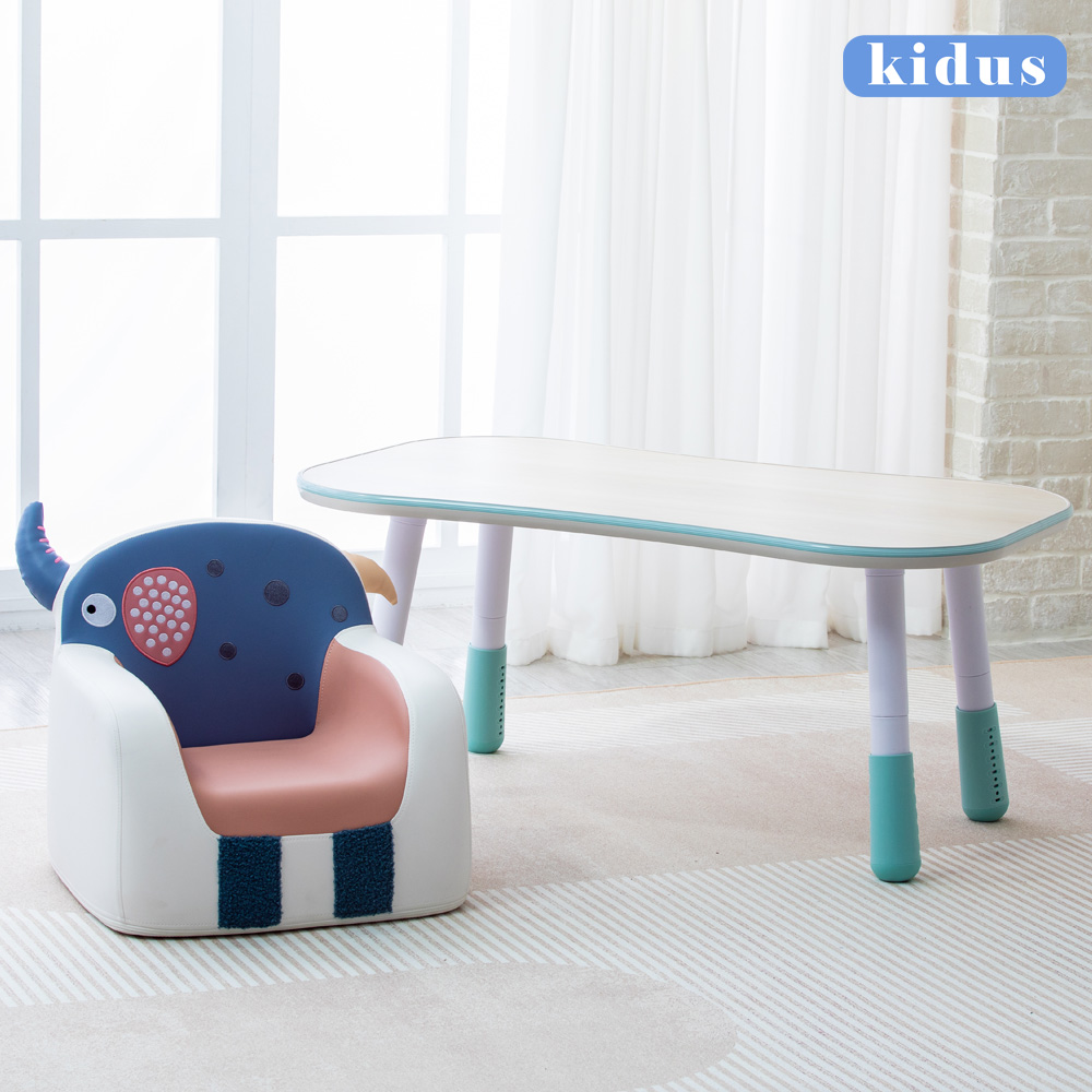 【KIDUS】 兒童遊戲桌椅組合 100CM花生桌與動物沙發 HS003+SF005( 升降桌 兒童桌椅 成長桌椅)