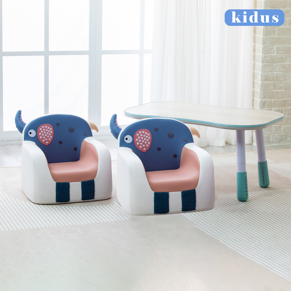 【KIDUS】 兒童遊戲一桌二椅組合 90CM花生桌與動物沙發x2 (HS002+SF005x2)升降桌 兒童 成長 桌椅