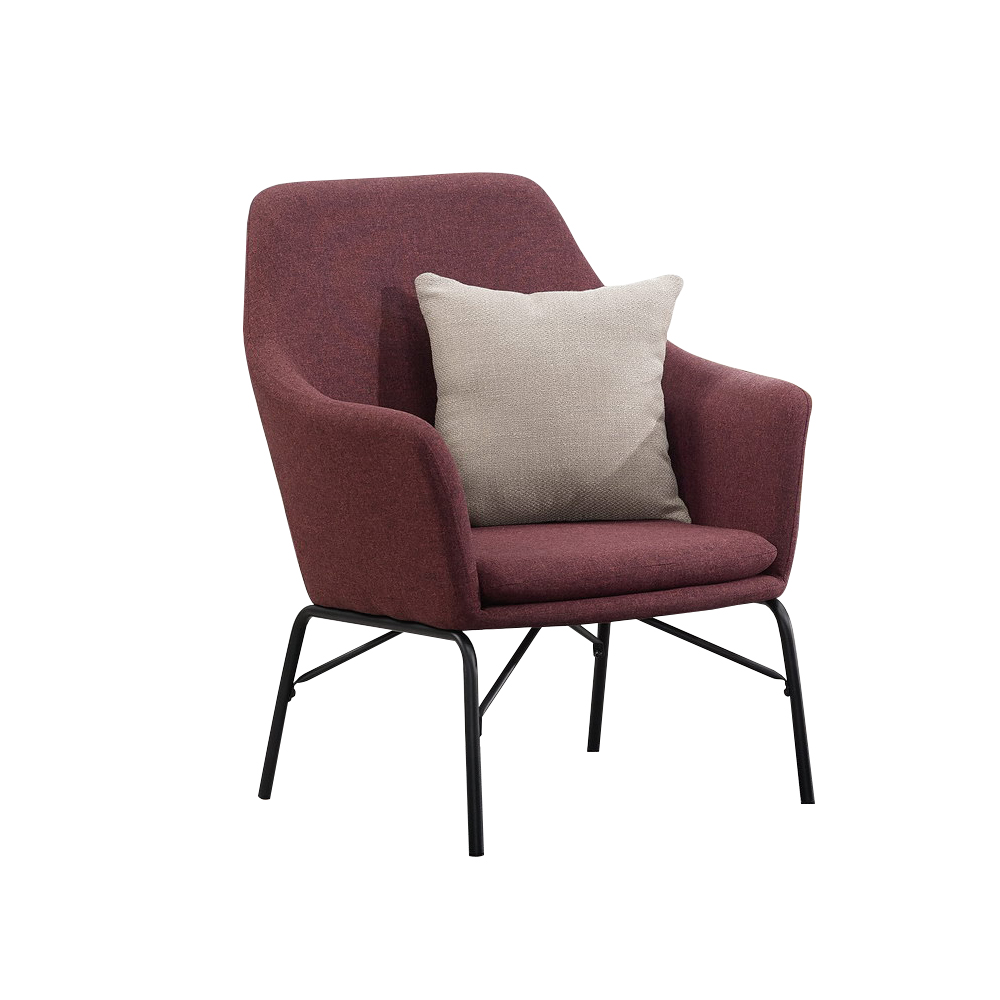 Bernice-賈斯克紫紅色布沙發單人座椅/一人座沙發椅-贈抱枕