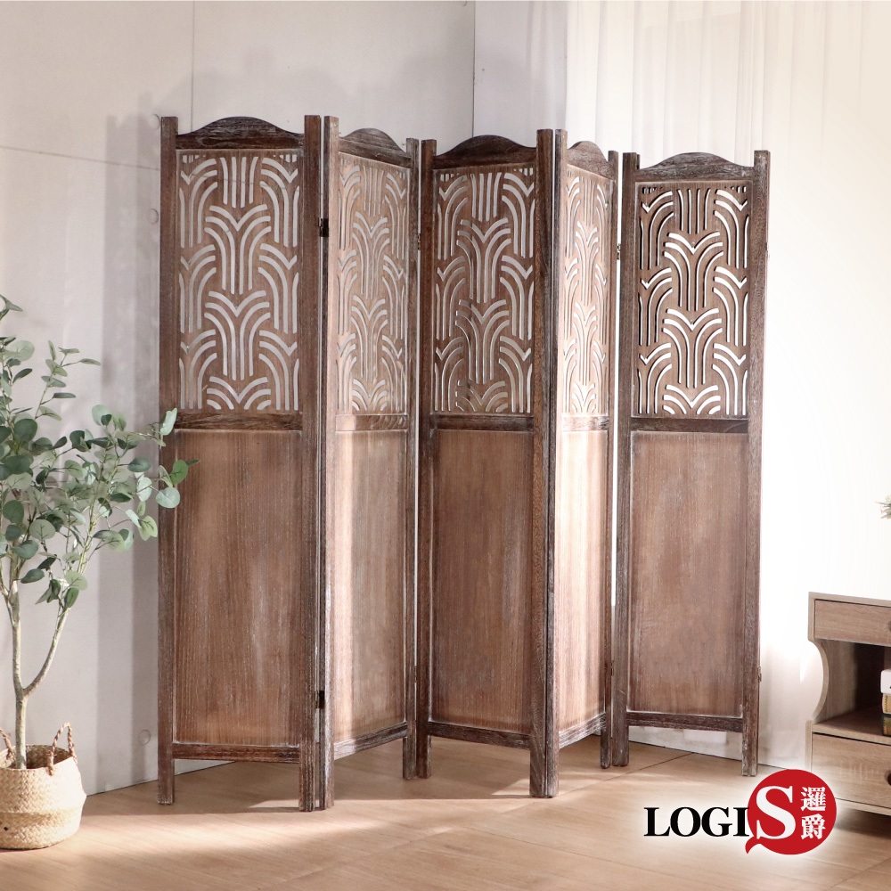 LOGIS 中式仿古屏風 摺疊屏風 花窗屏風-五片式【PF-5】