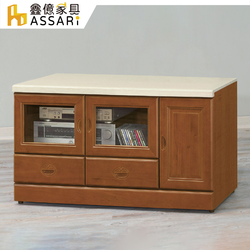 ASSARI-樟木色4尺石面電視櫃(寬114x深48x高65cm)