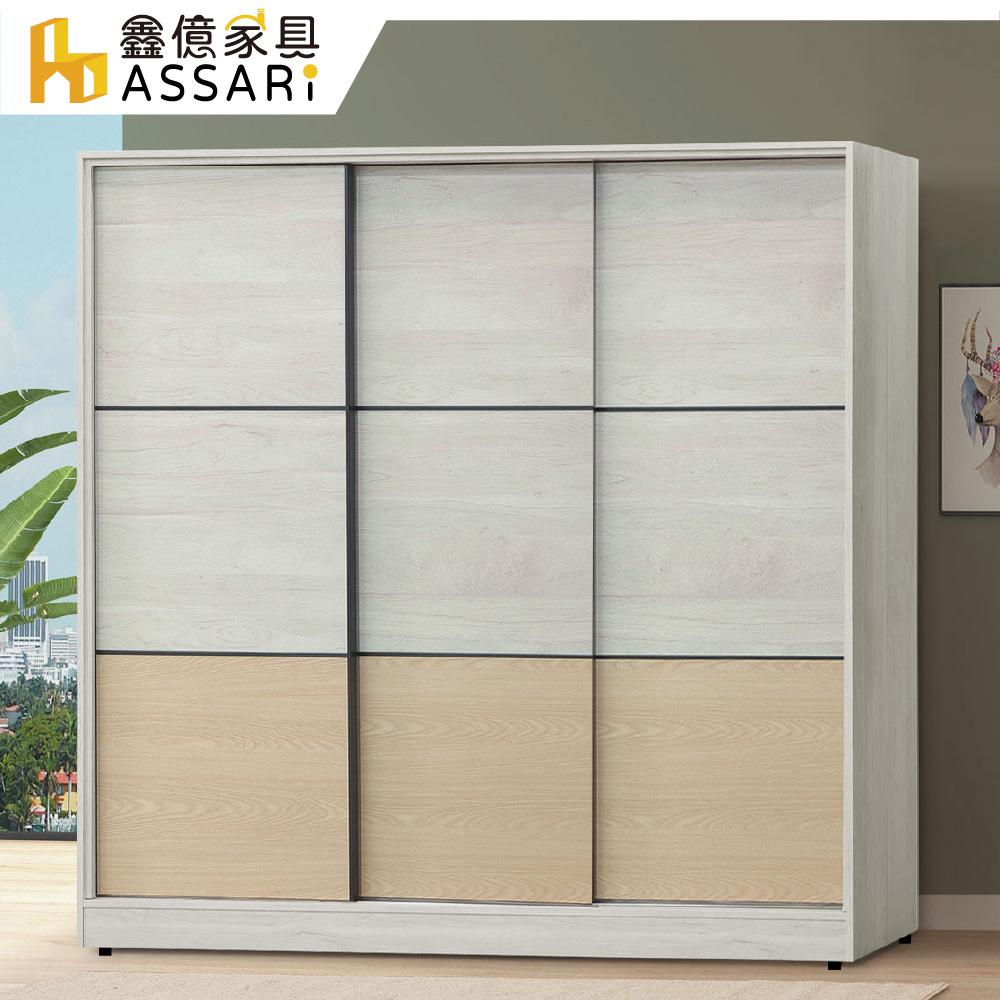 ASSARI-波伊7.5尺推門衣櫃(寬224x深59x高197cm)