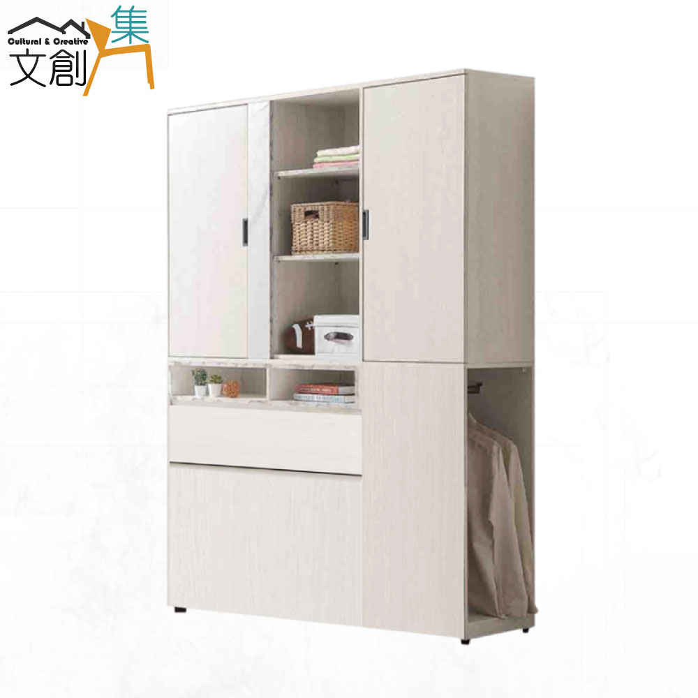 【文創集】菲可5尺雙人衣櫃式床頭箱(不含床底＋不含床墊)