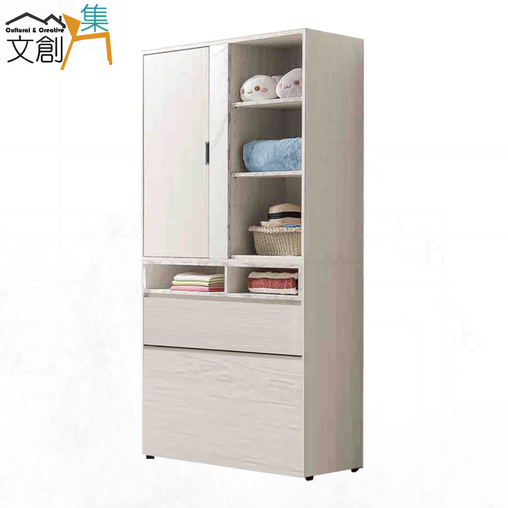 【文創集】菲可3.5尺單人衣櫃式床頭箱(不含床底＋不含床墊)