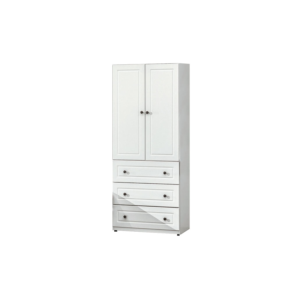 Birdie-莫琳2.5尺二門三抽白色衣櫃/衣櫥