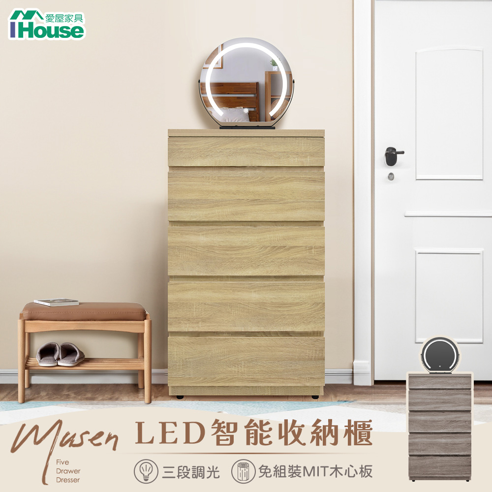 【IHouse 愛屋傢俱】品田 智慧收納鬥櫃化妝臺70X45X117 (免組裝MIT木心板)