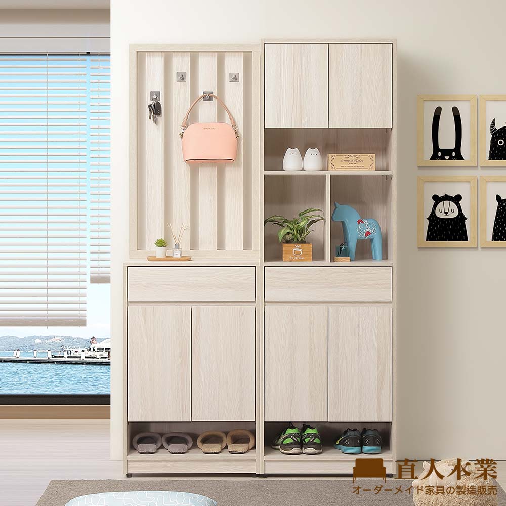 【直人木業】TESS 淺橡極簡風玄關隔間櫃組120CM(屏風60CM+開放短門60CM)