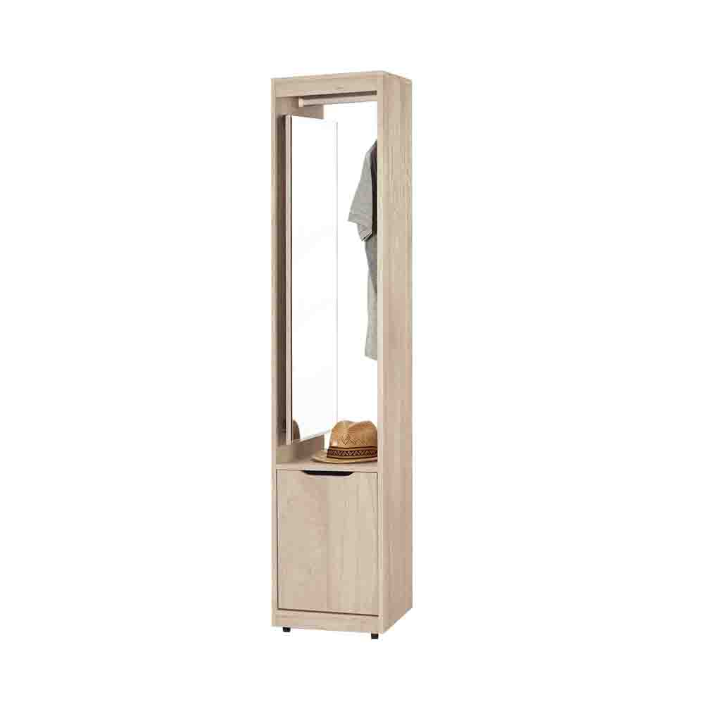 Bernice-費斯簡約1.3尺附拉鏡玄關櫃/隔間置物櫃/開放式收納櫃-附吊衣桿