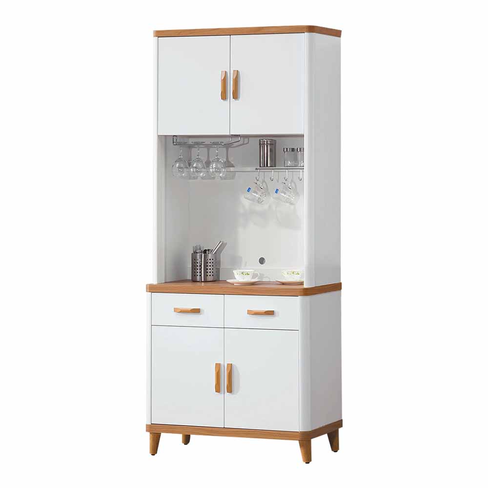 Bernice-貝思2.8尺雙色收納高餐櫃/電器櫃/碗盤置物櫃(上座+下座)