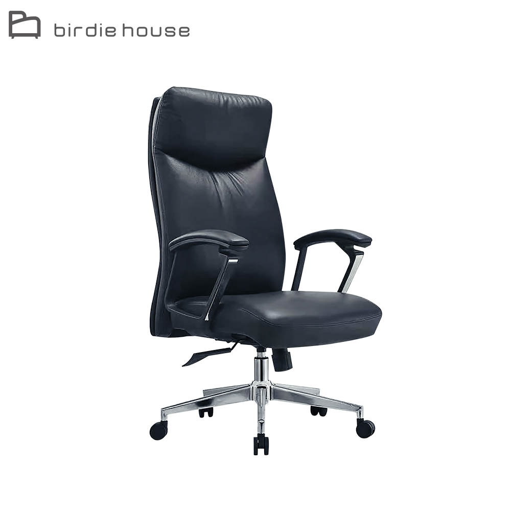Birdie-梅理黑色皮革扶手主管辦公椅/電腦椅