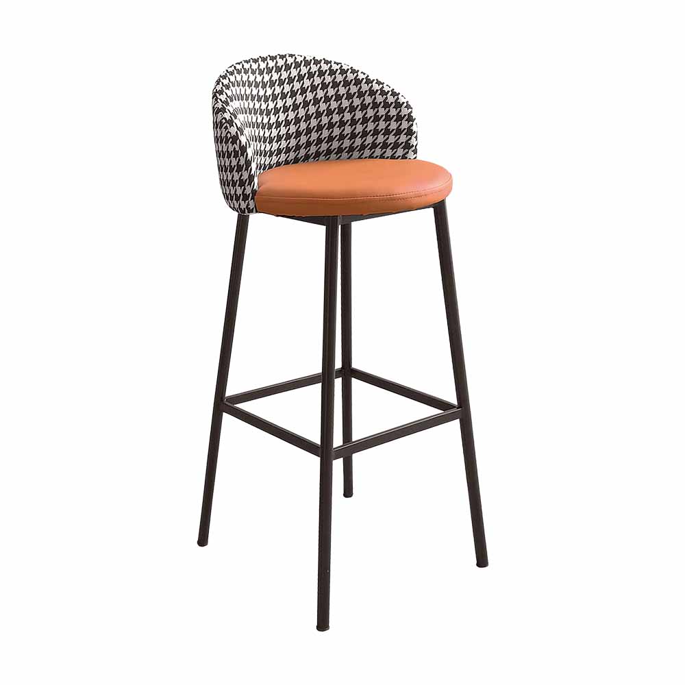 Bernice-雷娜工業風千鳥紋布+皮革吧台椅/吧檯椅/高腳椅/單椅(兩色可選)