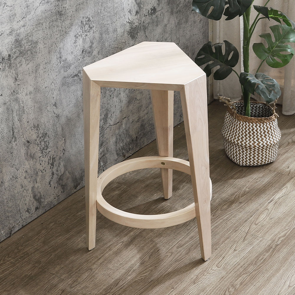Bernice-邁克爾現代幾何六角造型實木高腳椅/吧台椅/吧檯椅-洗白色